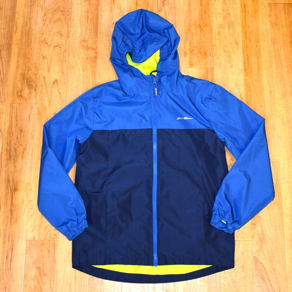 Eddie Bauer Boy's 3-In-1 Blue‎ Coat Large (14-16) Rain Jacket Fleece Jacket